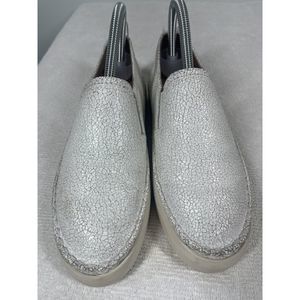FRYE Sneaker Leather Loafers Brea Slip‎ On Ivory Crackle Women’s 7.5 Comfort